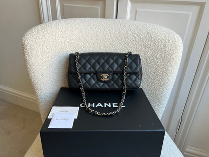 Chanel East West Flap in Black Caviar Silver Hardware