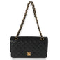 Chanel Black Quilted Perforated Lambskin Medium Classic Double Flap Bag