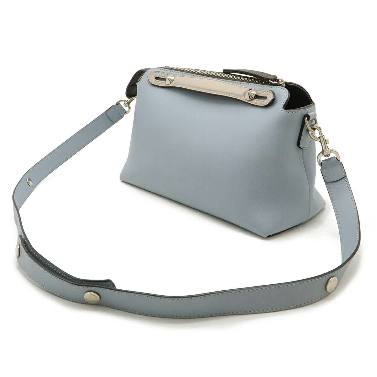 Fendi Zucca Mini Croissant Canvas Leather Handbag