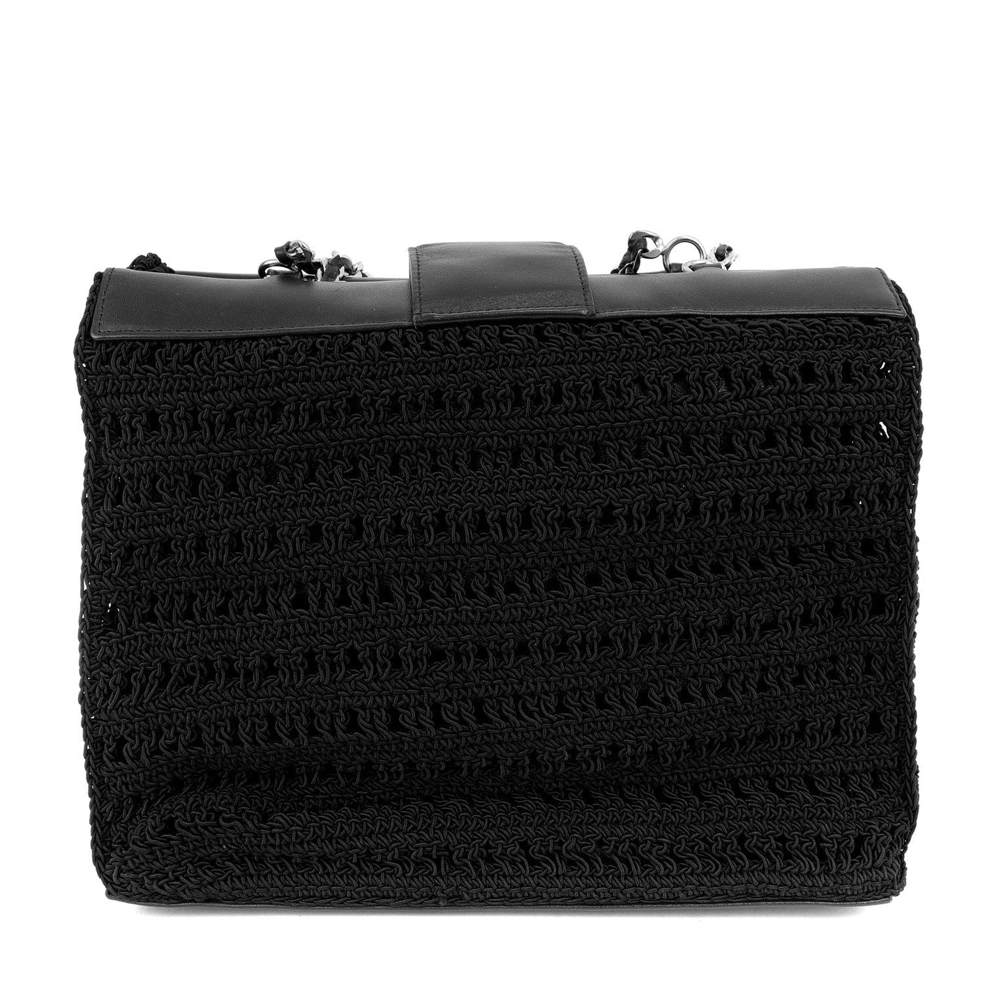 Chanel Black Crocheted Mini Tote with Silver Hardware