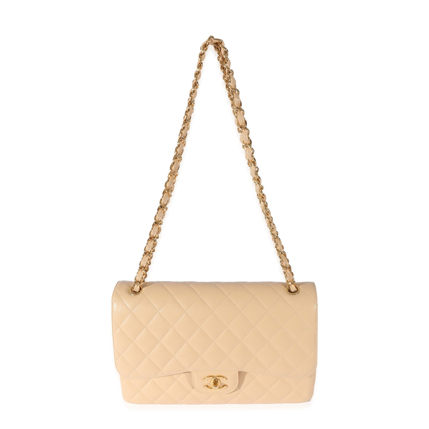 Chanel Flap Classic Quilted Caviar Beige Shoulder Bag Style