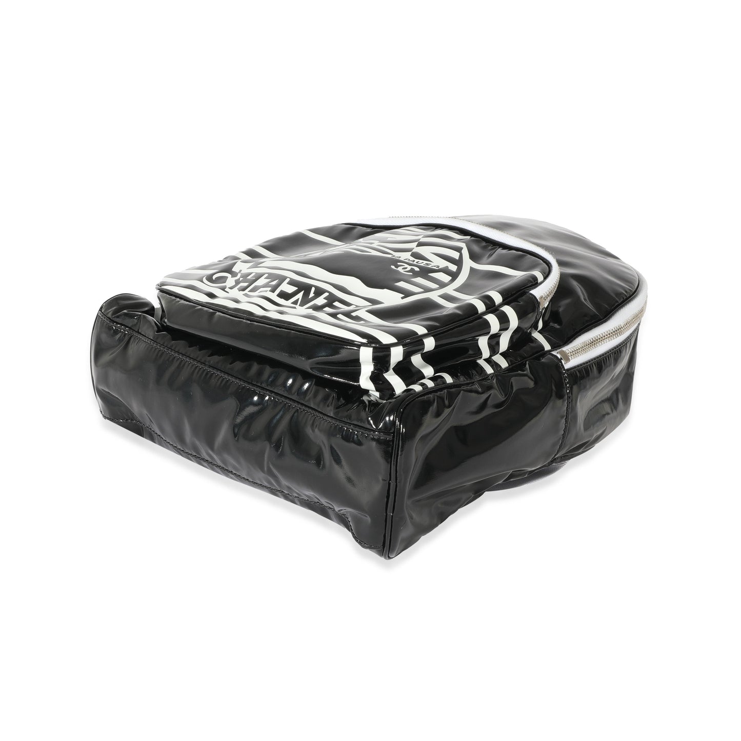 Chanel Black White Vinyl Small La Pausa Backpack