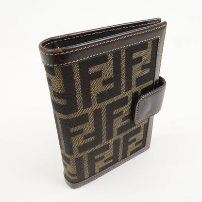 FENDI Zucca Canvas Leather Agenda Planner Cover Brown 30153