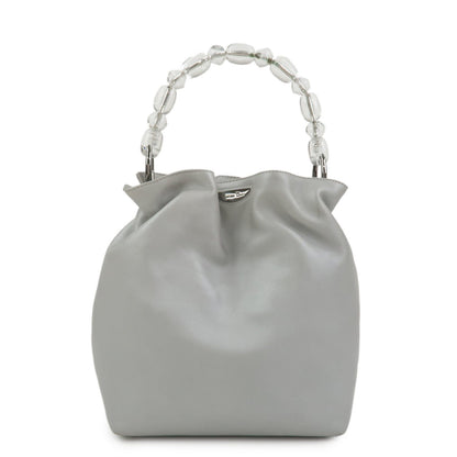 Christian Dior Maris Pearl Leather Hand Bag Silver Gray