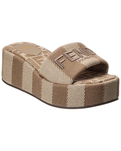 Fendi Sunshine Canvas Platform Sandal, 36.5