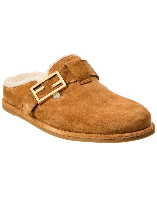 Fendi Feel Suede & Shearling Sabot