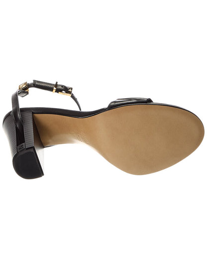 Fendi Delfina Leather Sandal, 39, Black