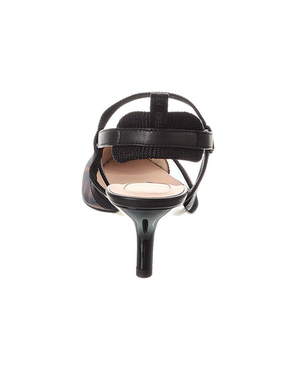 Fendi Colibri Lite Ff Mesh & Leather Slingback Pump