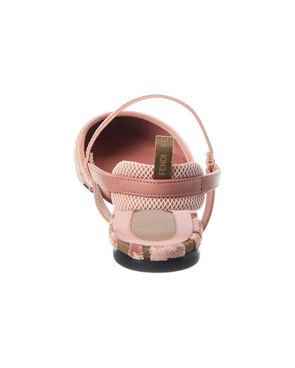 Fendi Colibri Lite Ff Jacquard Velvet Flat