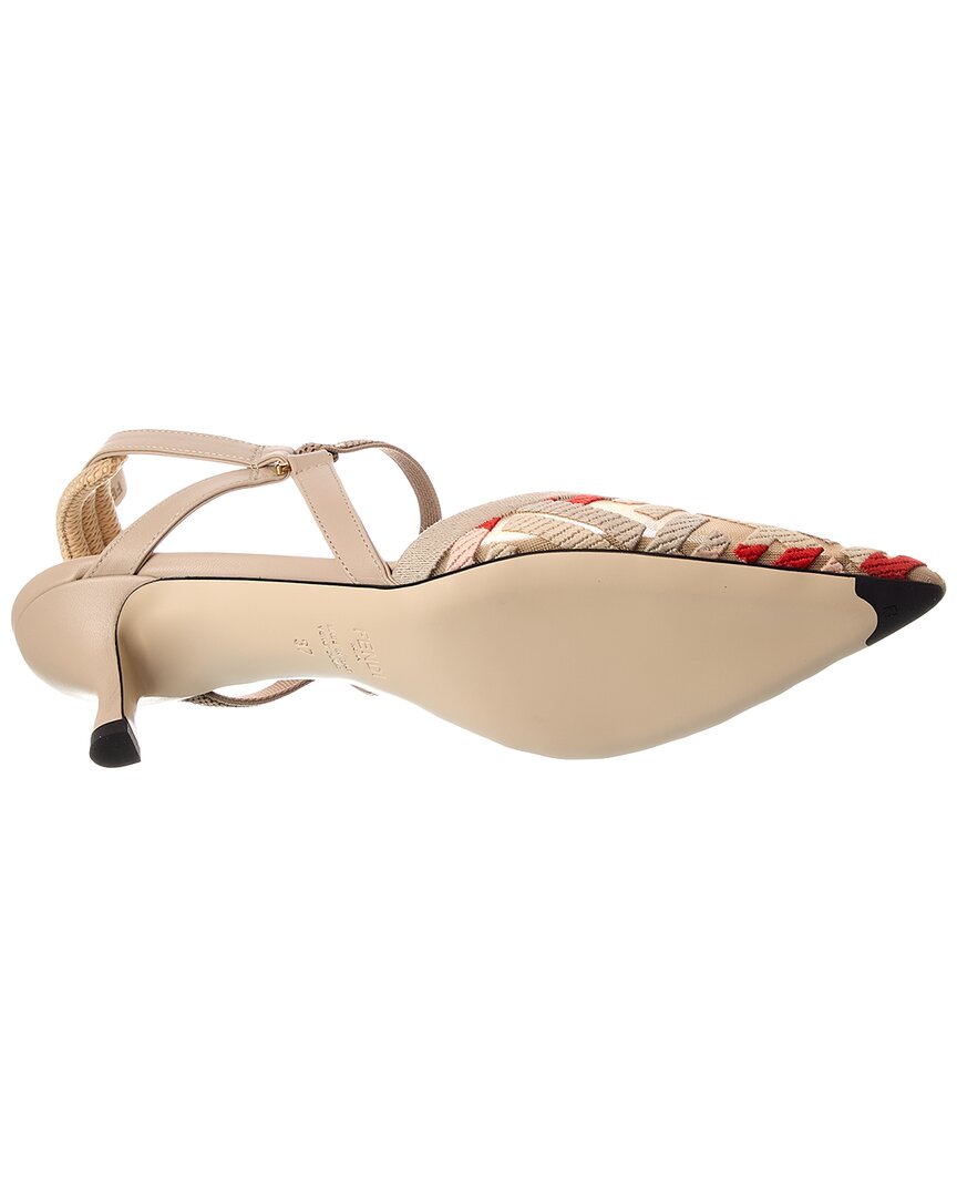 Fendi Ff Colibri Lite Medium Mesh & Leather Slingback Mule