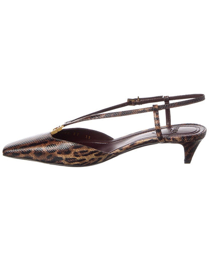 Fendi Ffold Snakeskin Slingback Pump