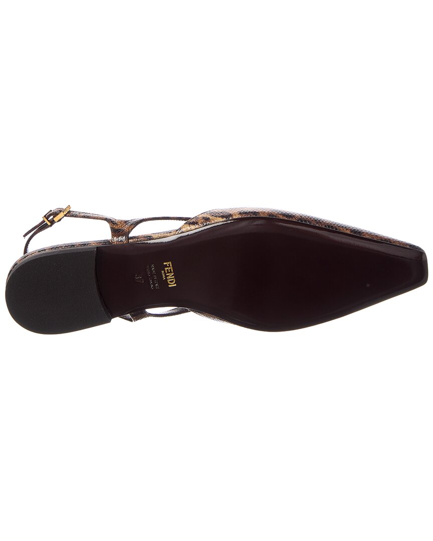 Fendi Ffold Snakeskin Slingback Flat