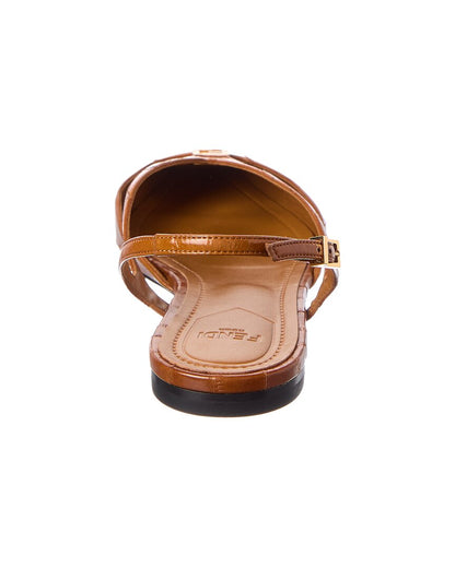 Fendi Ffold Leather Slingback Flat