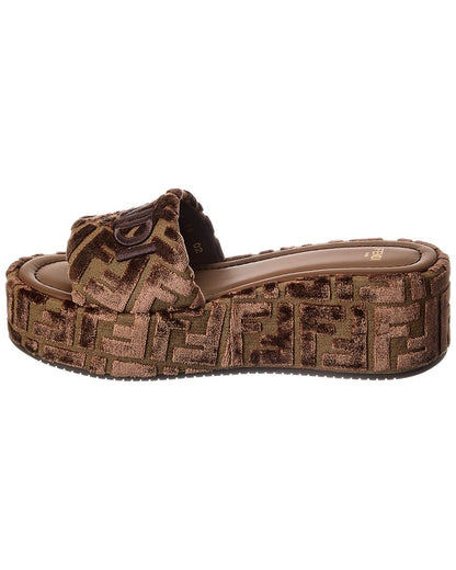 Fendi Sunshine Velvet Platform Sandal
