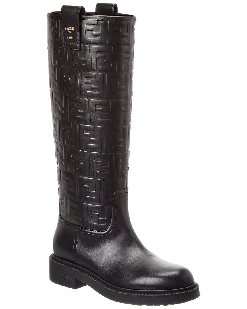 Fendi Filo Ff Leather Knee-High Boot