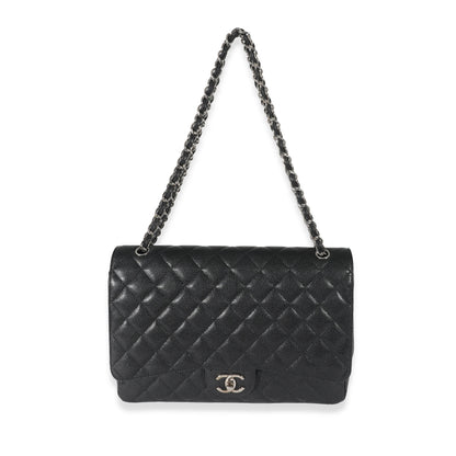 Chanel Black Quilted Caviar Maxi Double Flap Bag