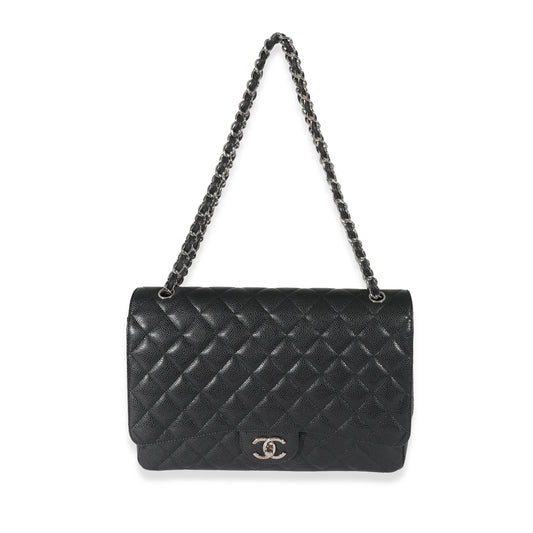 Chanel Black Quilted Caviar Maxi Double Flap Bag