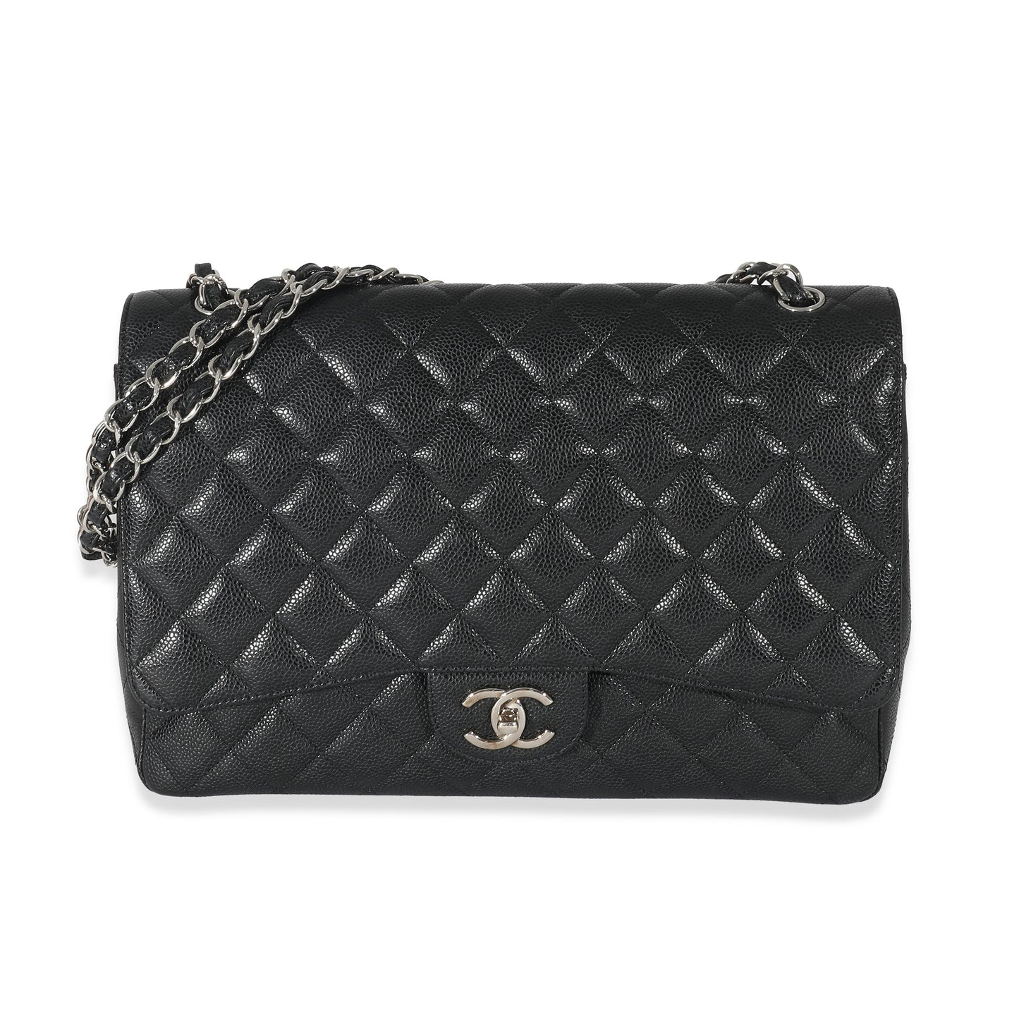 Chanel Black Quilted Caviar Maxi Double Flap Bag