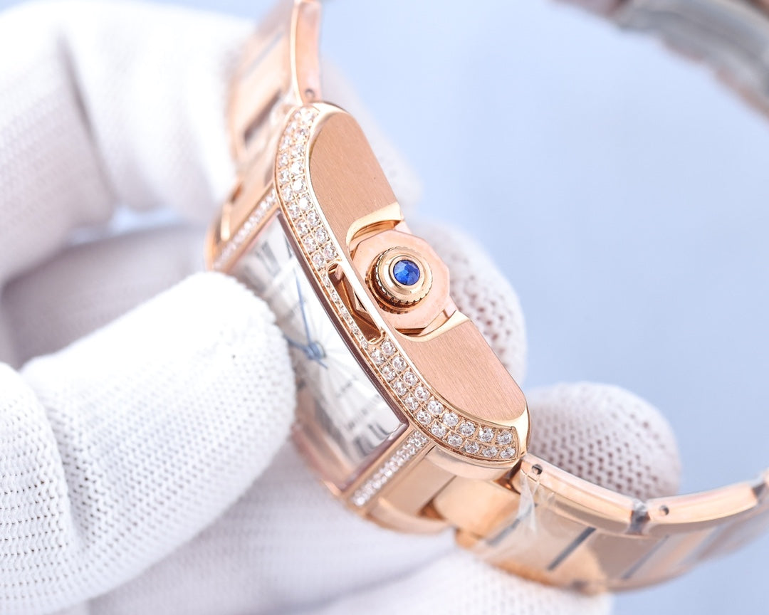 TANK ANGLAISE 30 PINK GOLD DIAMOND BEZEL