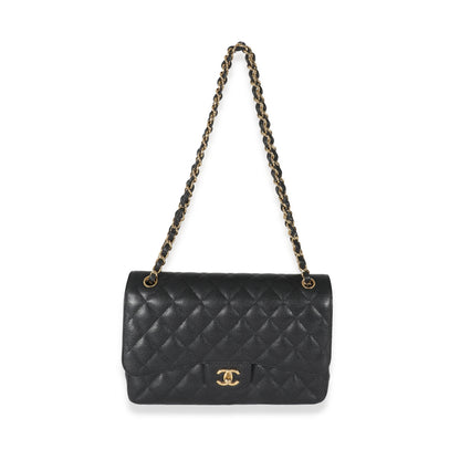 Chanel Black Quilted Caviar Jumbo Double Flap Bag