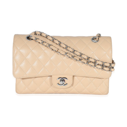 Chanel Flap Medium Classic Quilted Caviar Beige Shoulder Bag