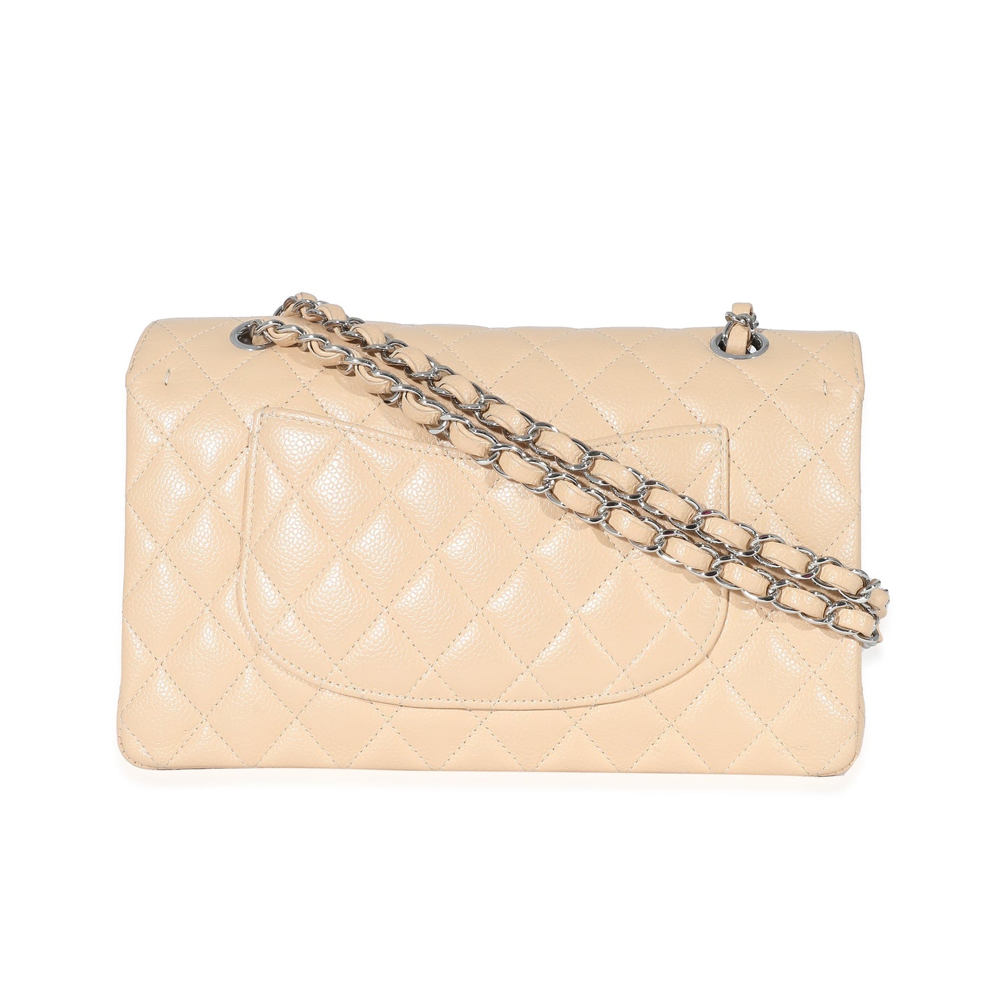 Chanel Flap Medium Classic Quilted Caviar Beige Shoulder Bag