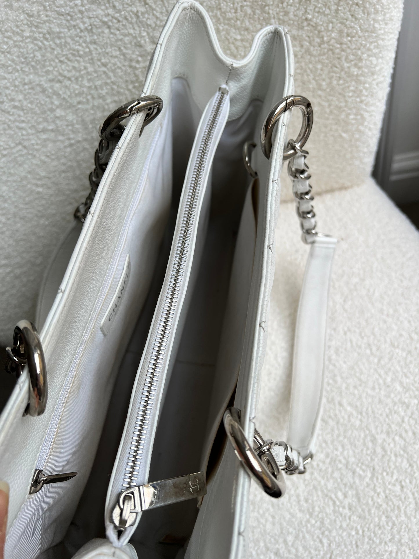 Chanel White Caviar Grand Shopper Tote (GST)
