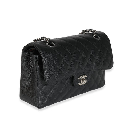 Chanel Flap Small Classic Quilted Caviar Black Shoulder Bag Style