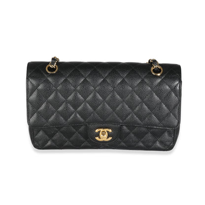 Chanel Flap Medium Classic Quilted Caviar Black Shoulder Bag Style 6