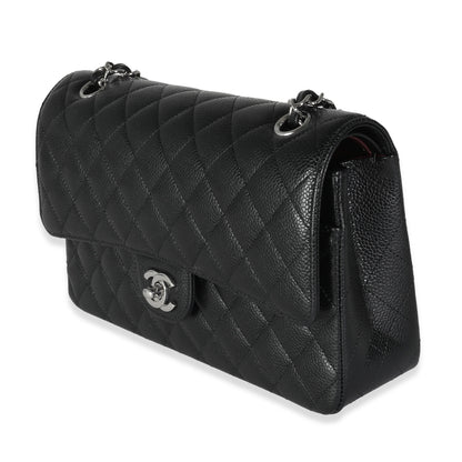 Chanel Black Quilted Caviar Medium Double Classic Flap Bag