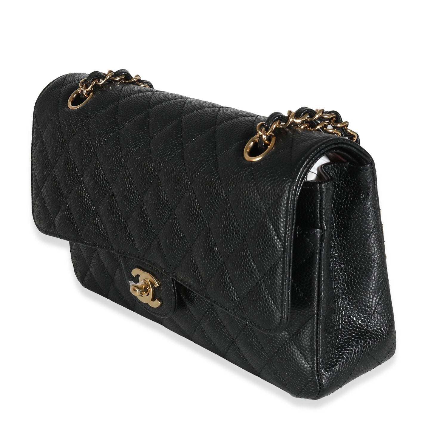 Chanel Flap Medium Classic Quilted Caviar Black Shoulder Bag Style 4