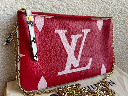 Louis Vuitton Double Zip Pochette Red Giant Monogram Jungle (RRP £1250)