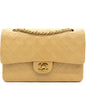 Chanel Beige Quilted Lambskin Leather Medium Classic Double Flap Shoulder Bag