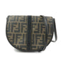 FENDI Zucca PVC Leather Canvas Shoulder Bag Brown Black
