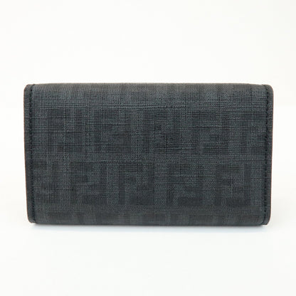 FENDI Zucca PVC Canvas 6 Rings Key Case Key Holder Black 8AP079