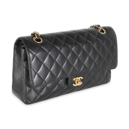 Chanel Flap Medium Classic Quilted Caviar Black Shoulder Bag Style 5