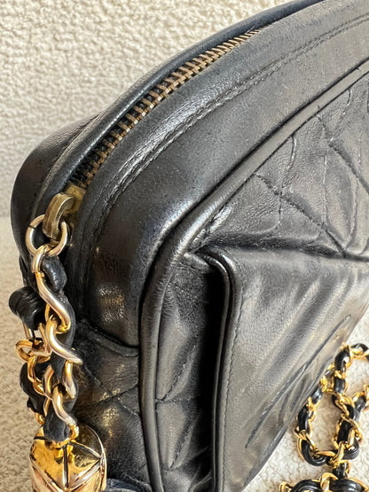 Chanel Vintage Black Lambskin Camera Bag with 24k Gold Hardware