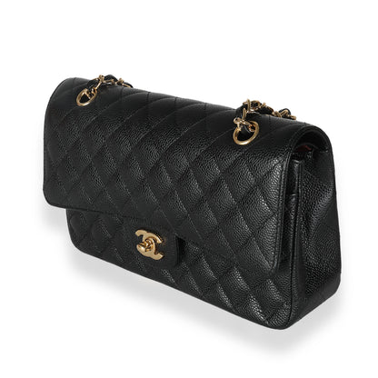 Chanel Flap Medium Classic Quilted Caviar Black Shoulder Bag Style