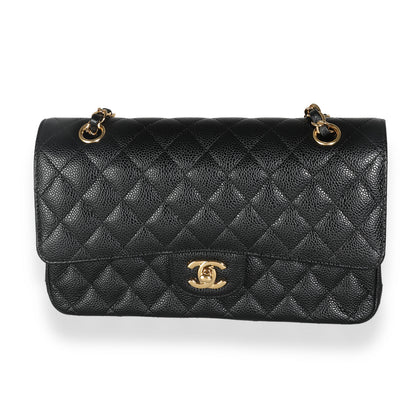Chanel Flap Medium Classic Quilted Caviar Black Shoulder Bag Style