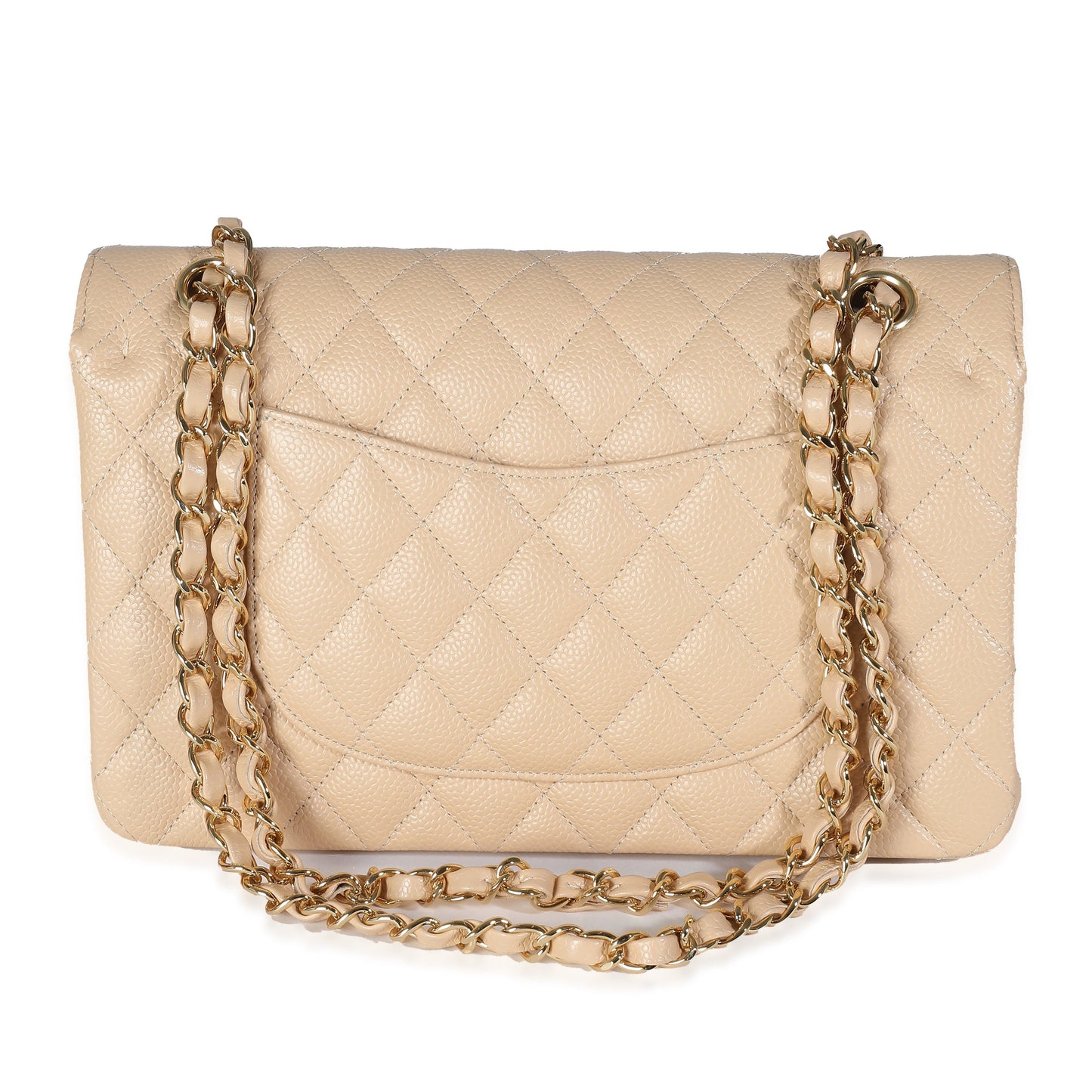 Chanel Flap Medium Classic Quilted Caviar Beige Shoulder Bag Style 2