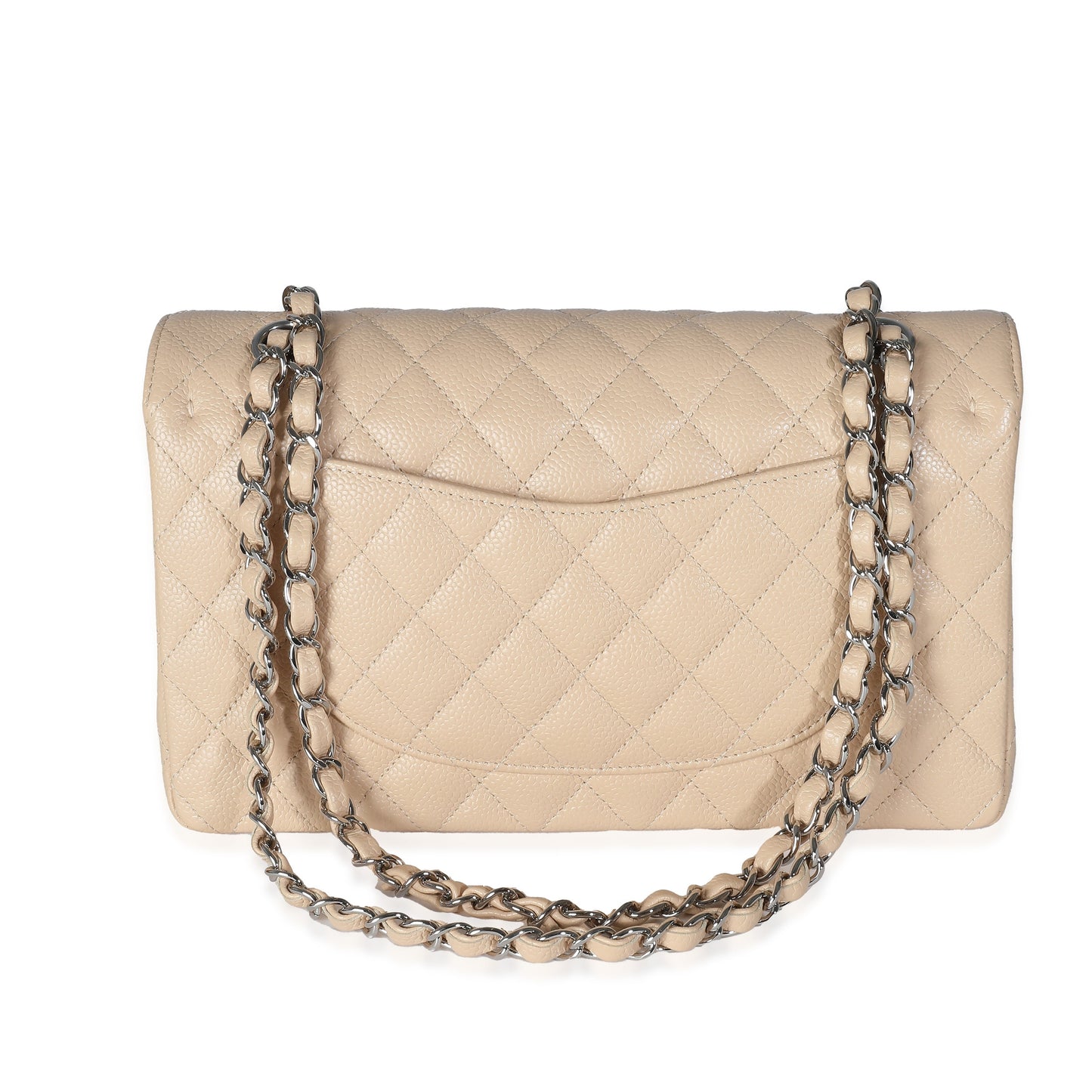 Chanel Flap Medium Classic Quilted Caviar Beige Shoulder Bag Style