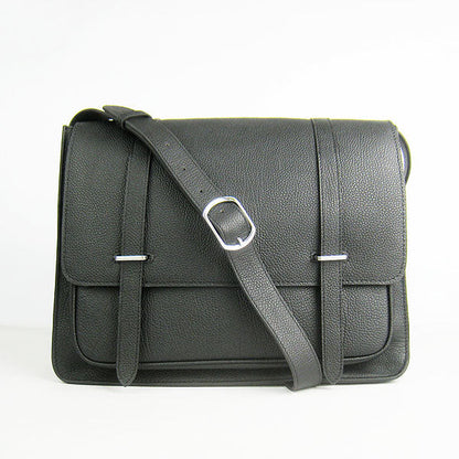 Luxury Hermes Steve Shoulder Bag Cow Leather Black