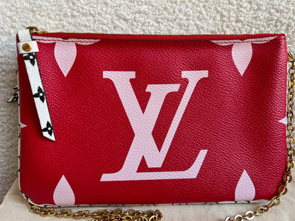 Louis Vuitton Double Zip Pochette Red Giant Monogram Jungle (RRP £1250)