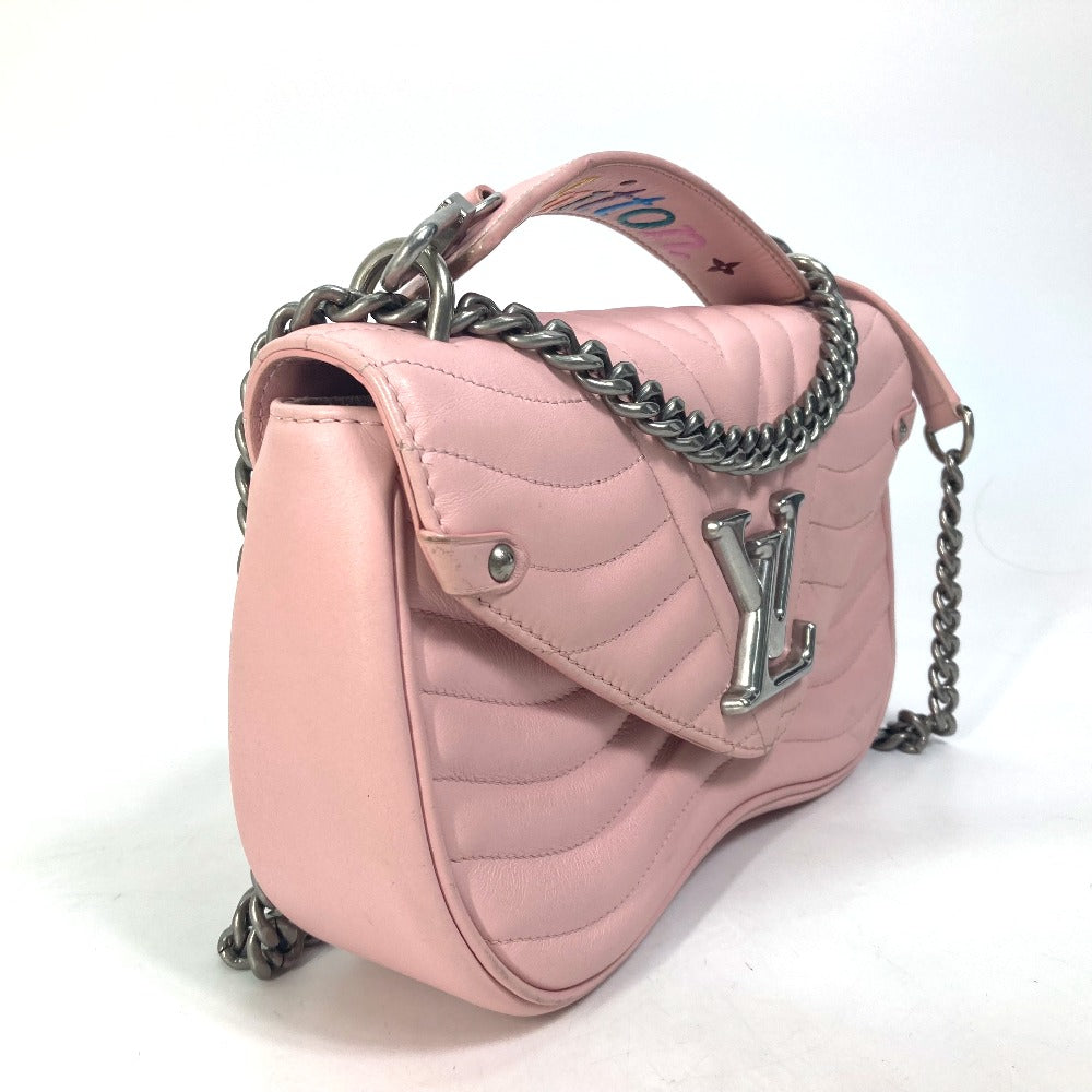 LOUIS VUITTON Shoulder Bag M51944 leather pink Crossbody New Wave Chain Bag MM Women Used