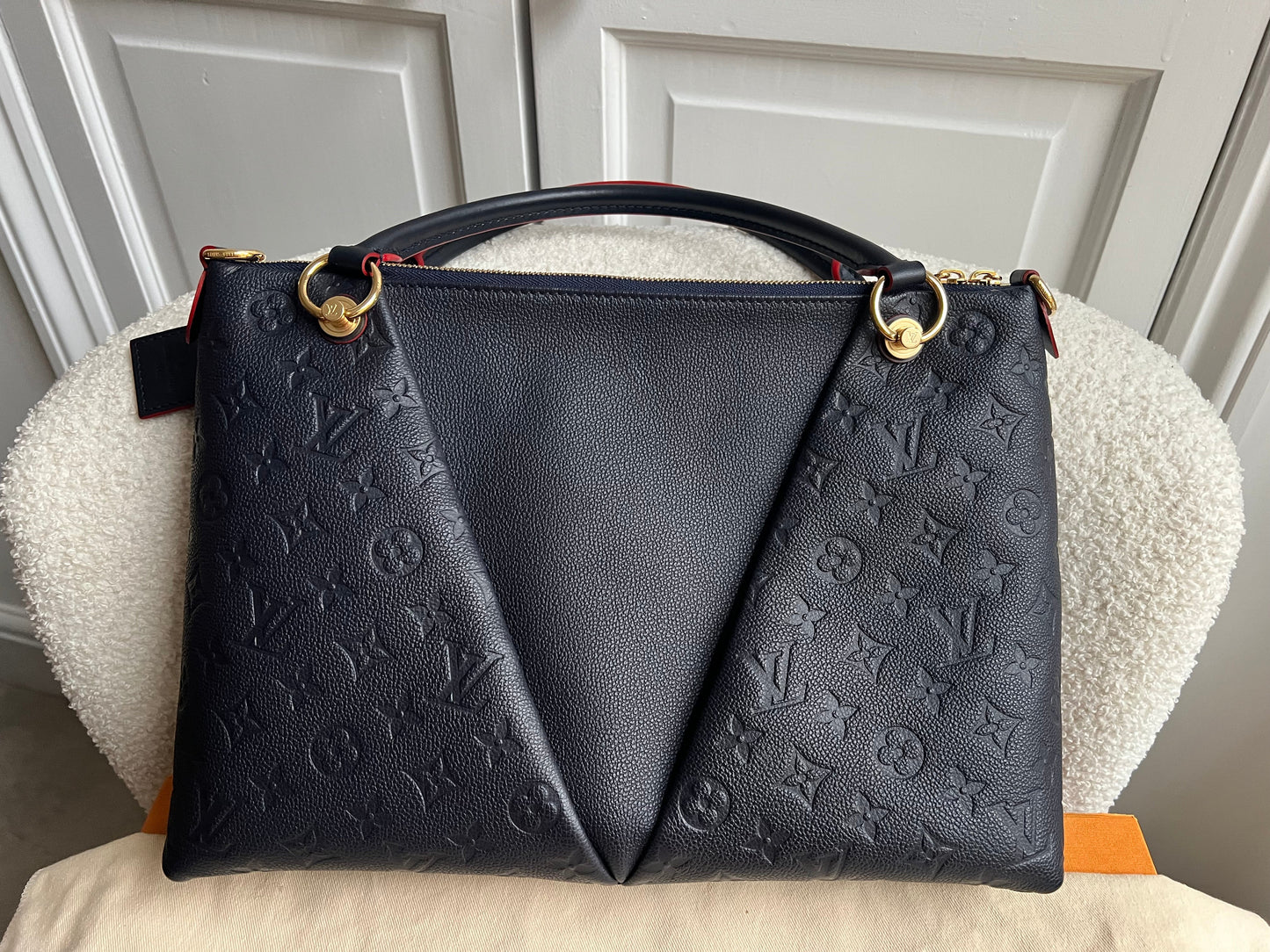 Louis Vuitton V Tote MM Navy Empreinte (RRP £2,390)