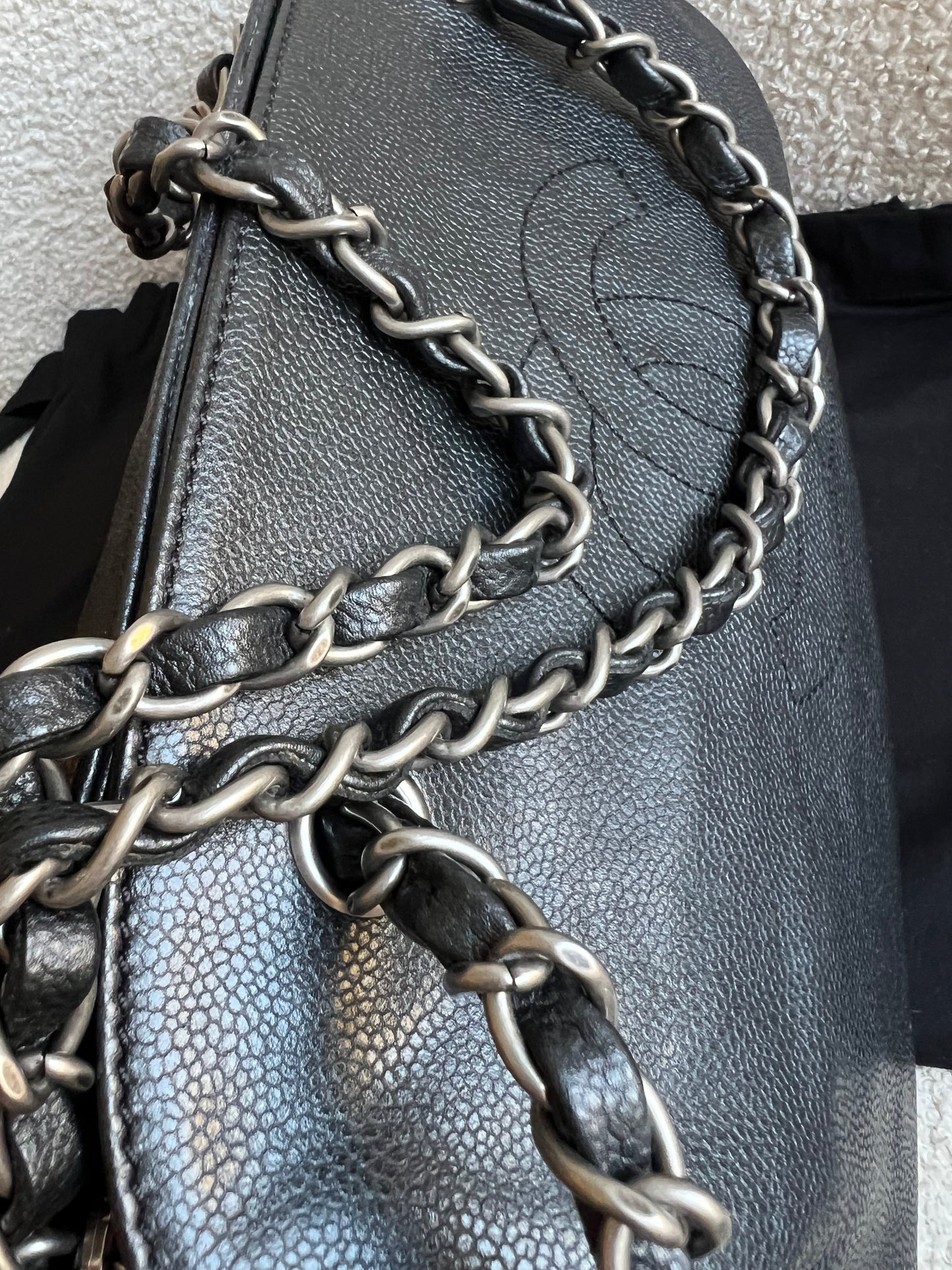 Chanel Vintage Caviar Timeless CC Chain Tote