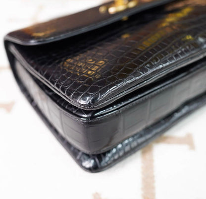 Chanel Black Exotic Croccodile Leather Flap Bag