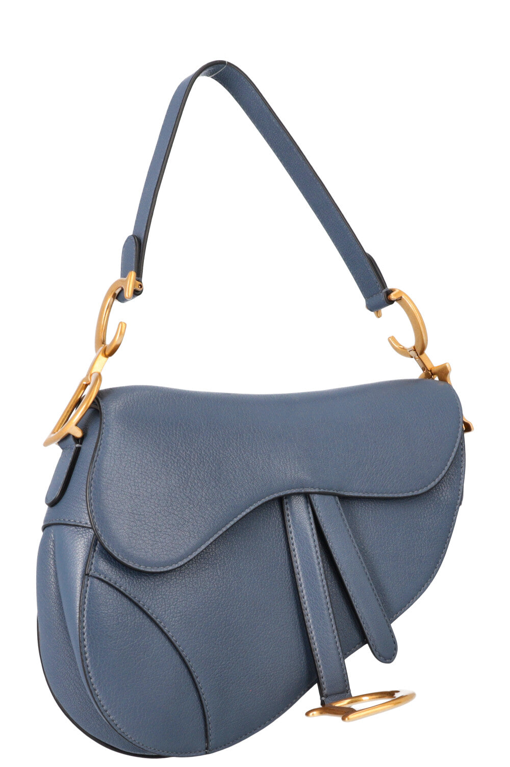 Christian Dior Saddle Bag Leather Blue