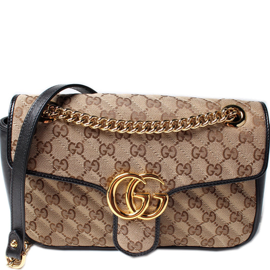 443497 Marmont Shoulder Quilted Canvas Small Flap