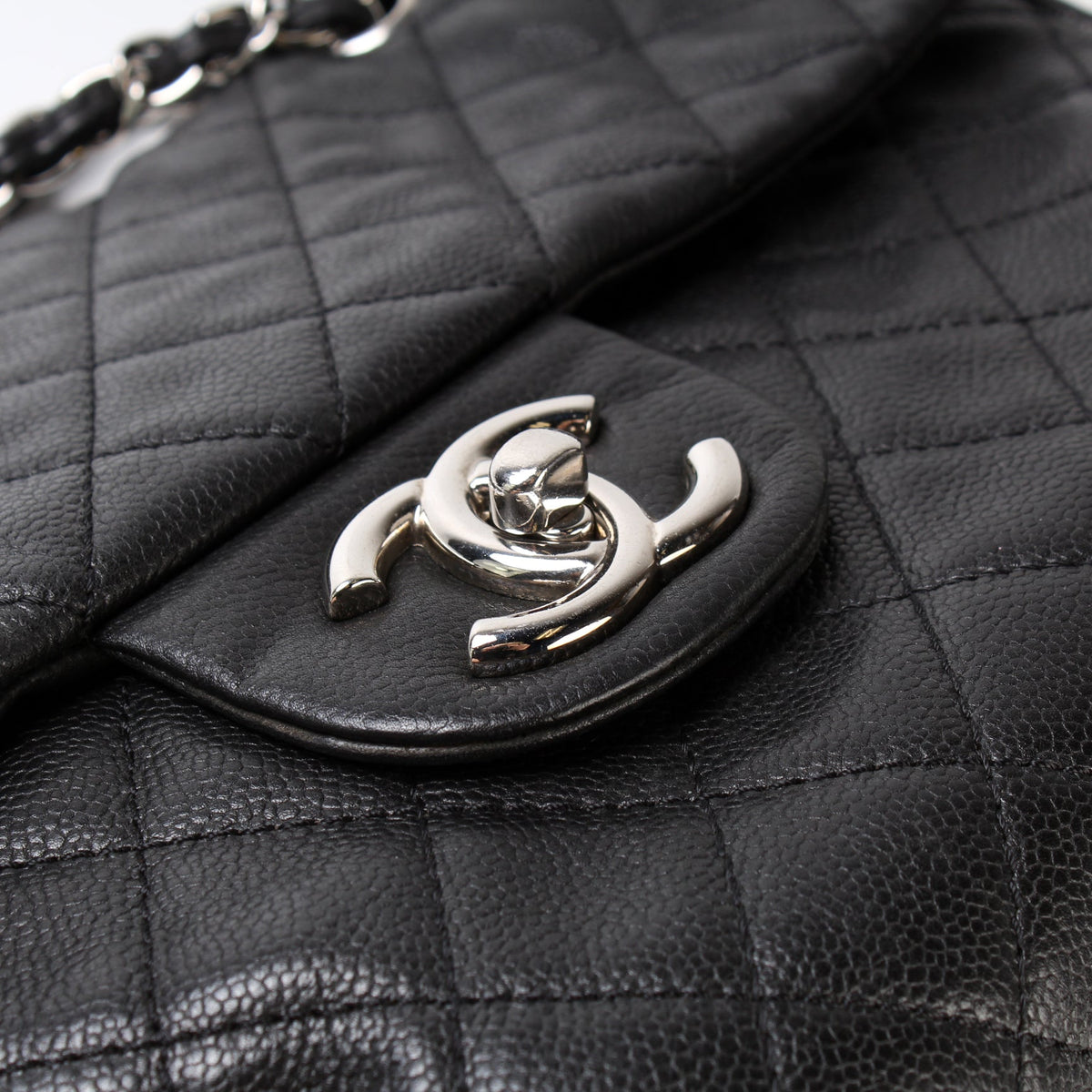 Washed Caviar Jumbo Single Flap 12M